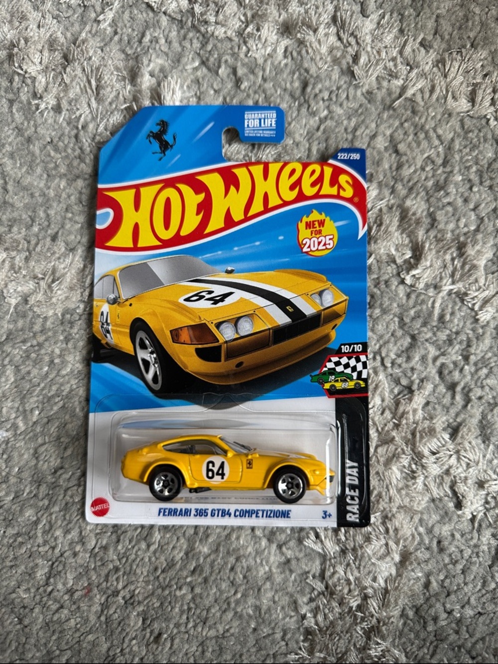 Hot Wheels Ferrari 365 GTB4 Competizione Toy Car - Yellow